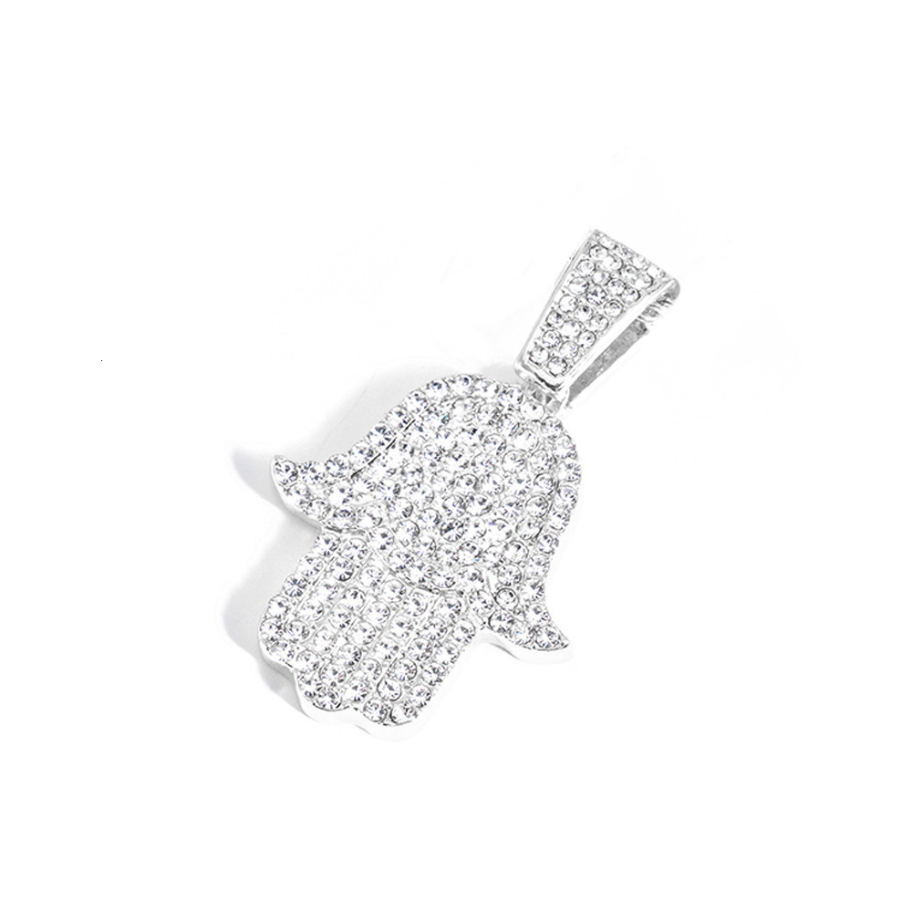 Ice Out Shining Hamsa Hand Pendant Necklace S925 Silver Charm Mens Hip Hop Jewelry Passes Diamond Test 240810