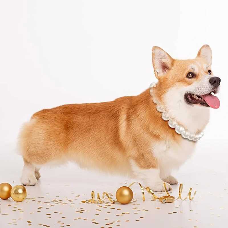 Luxury Dog Pearl Necklace Jewelry Accessories with Stainless Steel Wire Adjustable Elegant Pet Pearl Collar for Medium Large DXJ250930