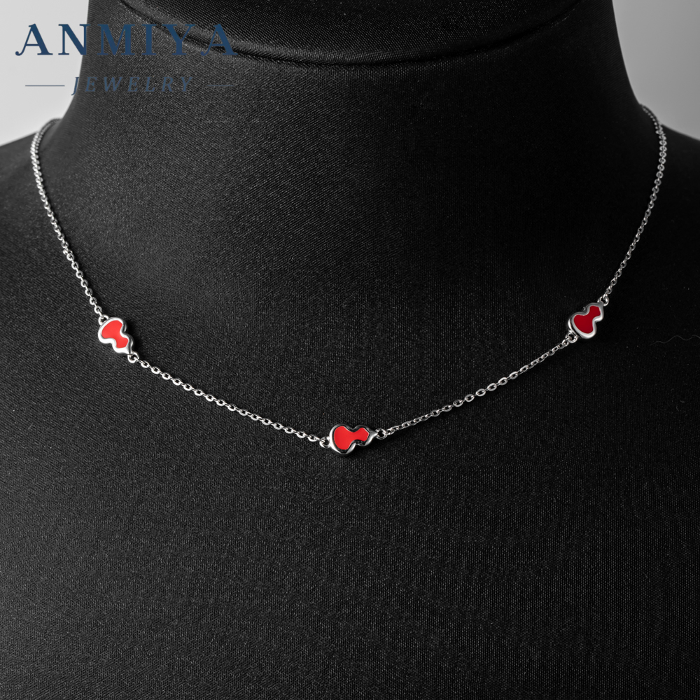 Wholesale High Quality Luxury 925 Sterling Sliver Jewelry Red Calabash Pendant Ladies Necklace