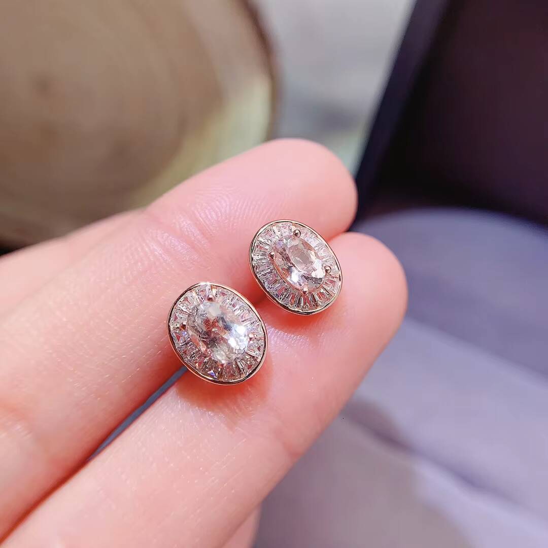 Luxury Vintage Court GoldPlated Natural Morganite Earrings for Women Anniversary Gift CMA