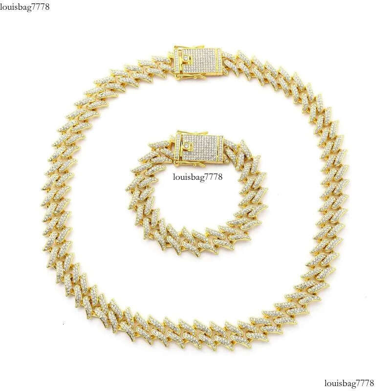 DHcollections Hip Hop Ice Dia Cuban Chain Men's Straight Pull Shining Rap Singer Necklace Jewelry