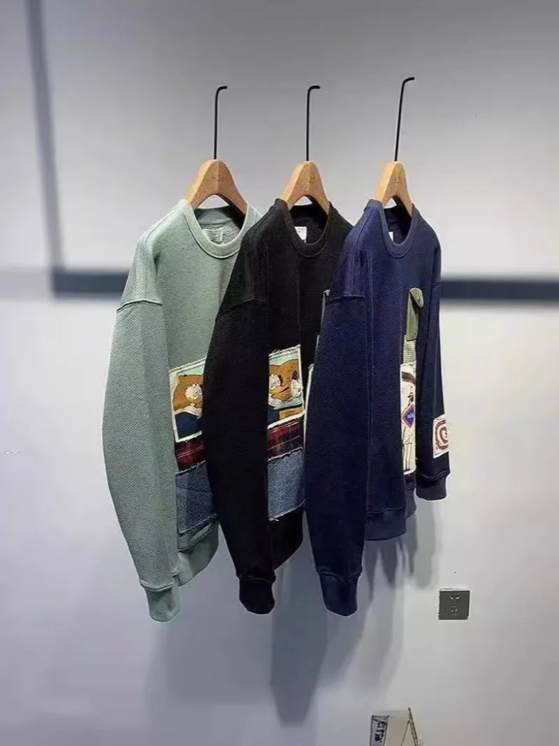 European and American fashion personality splicing jumper Y2K goth Harajuku trend men clothing casual punk loose sweatshirt 250929