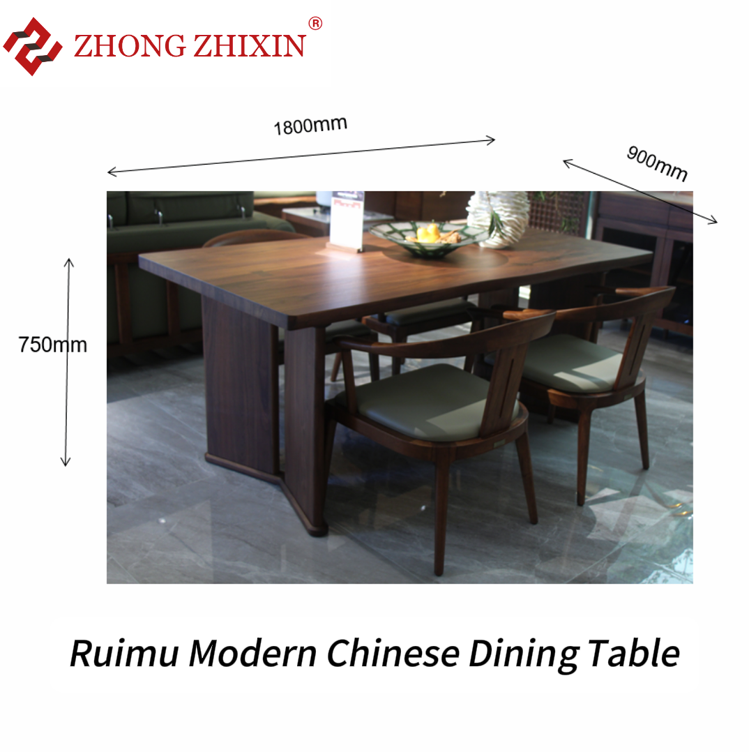 Zhongzhixin Solid Wood Dining Table, New Chinese Style Designer Ruimu Series - Rectangular Table for 4 People for Dining Room, Natural Wood Finish
