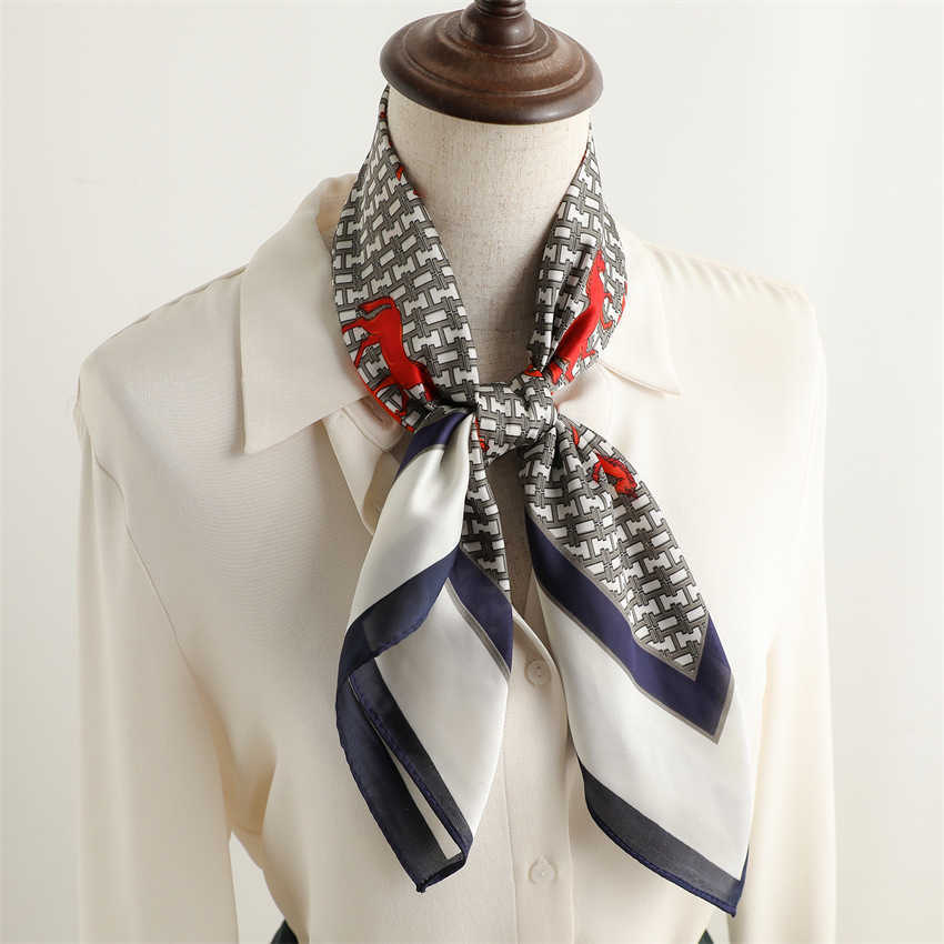 New Silk Scarf Shawl Light Luxury Horse Scarf Imitation Silk 70cm Square Scarf Professional Neck Scarf for Women H250930