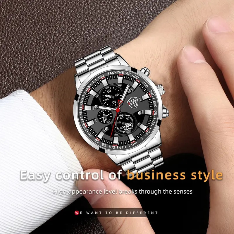 Fashion Mens Sports Watches Men Business Stainless Steel Quartz Watch Man Casual Calendar Luminous Clock Reloj Hombre 250928