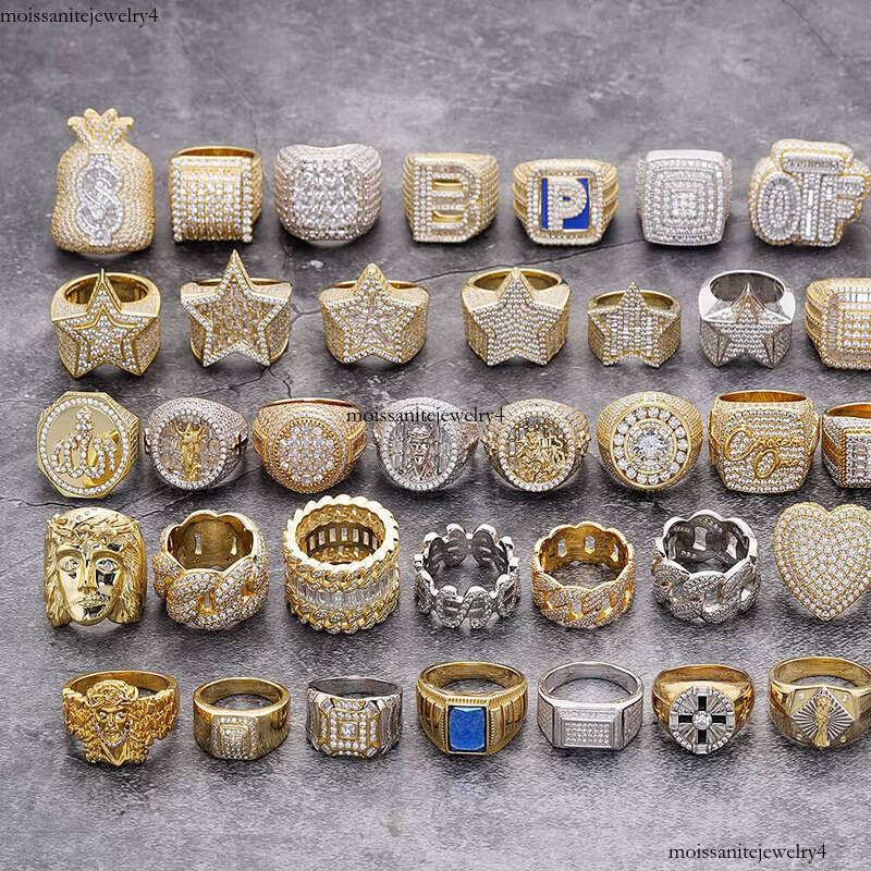 Fashion Jewelry Hip-Hop Heart Eternal 14k Gold Plated Pure Silver Hui Shi Men's Wedding Ring