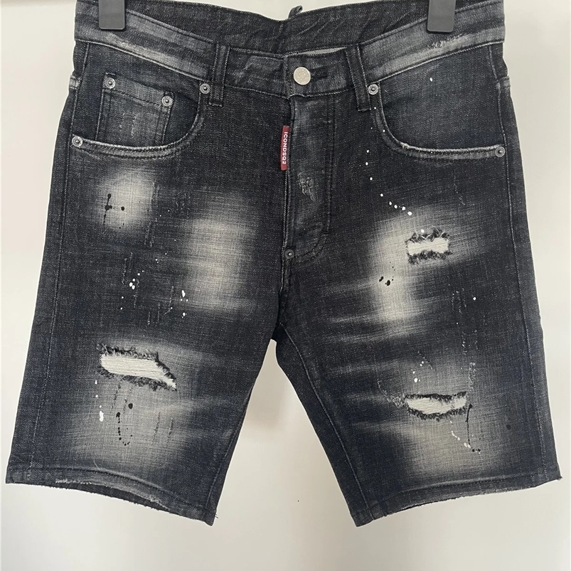 Spring/Summer Fashionable Mens Black Simple Matching Printed Ultra Thin Fit Micro Elastic Mens Denim Shorts 250108
