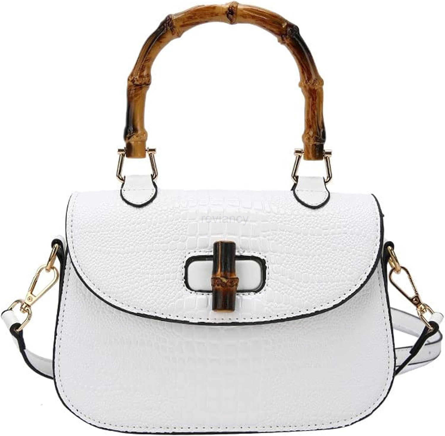 Women Handbag artificial leather Bamboo Top handle Crossbody bag Elegant Purse Evening bag Gift for Women HandmadeW250930