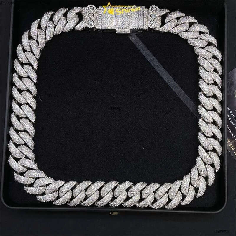 Big 20mm Necklace Hip Hop Jewelry Sier Vvs Dia Moissanite Iced Out Cuban Link Chain Custom