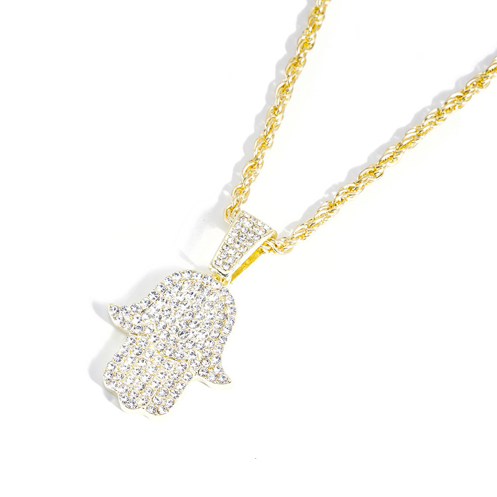 Ice Out Shining Hamsa Hand Pendant Necklace S925 Silver Charm Mens Hip Hop Jewelry Passes Diamond Test 240810