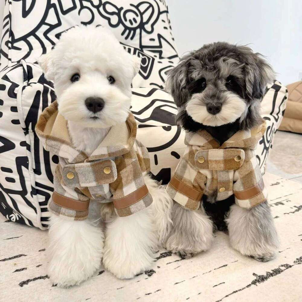 Pet Hooded Woolen Dog Warm Thick Teddy Autumn and Winter Coat Puppy Clothes