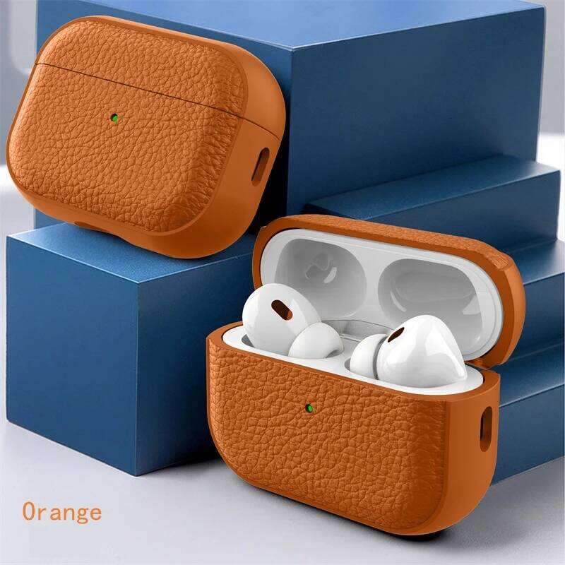 Cell Phone Earphone Accessories Leather Texture Case For Apple 1 2 3 4 AirPods Pro with Keychain Portable Shell Dust Proof Protective Anti-lost Headph
