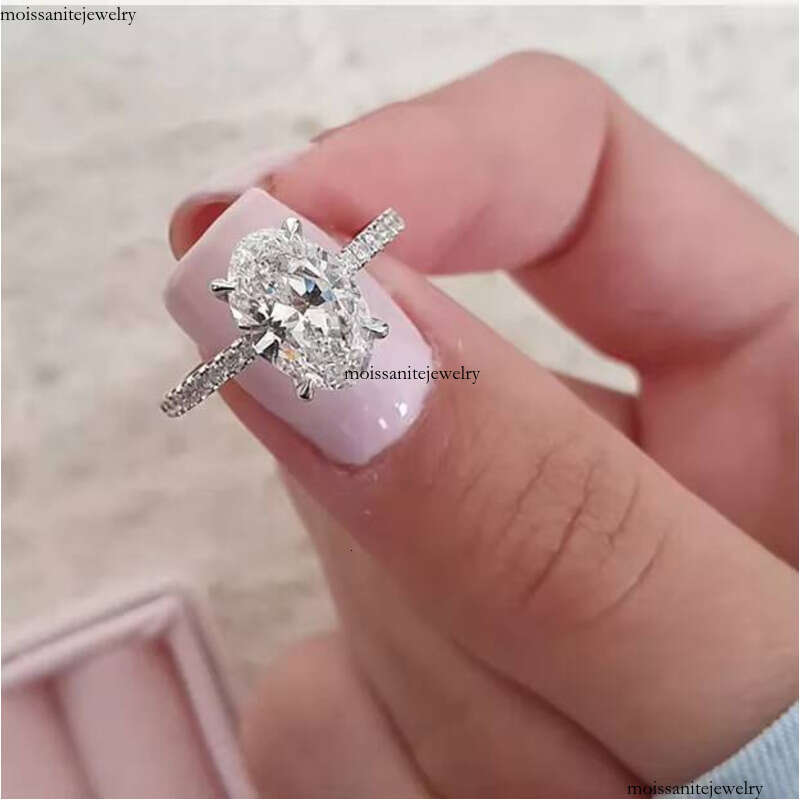 Women VVS moissanite ring Engagement Wedding Oval Gold Plated Sterling Silver Jewelry Ring