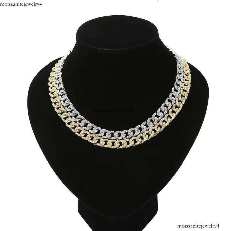 DHCollections Hip Hop for Men Bling Iced Out Cuban Link Chain Gold & Sier Plated Rhinestone Rapper Necklace Fashion Jewellery 18-24 Inch 1 Piece