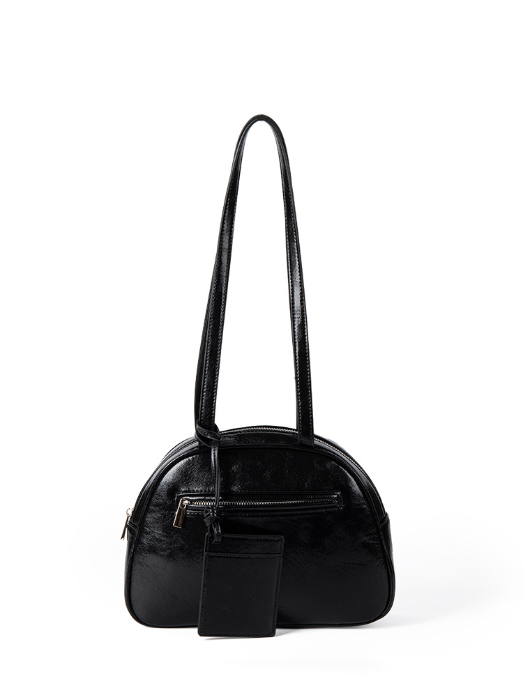 Autumn New Korean Style Fashionable Versatile High-End Saddle Handbag With Patent Leather Texture Crossbody & Armpit Bag