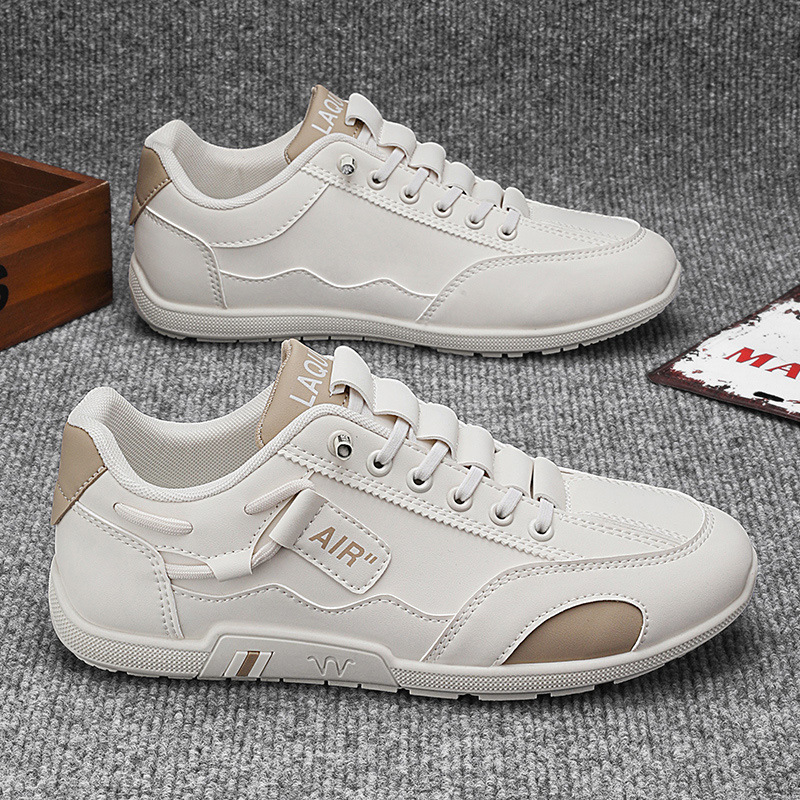 free shipping designer shoes Soft soled trendy student leather breathable casual men's shoes white brown