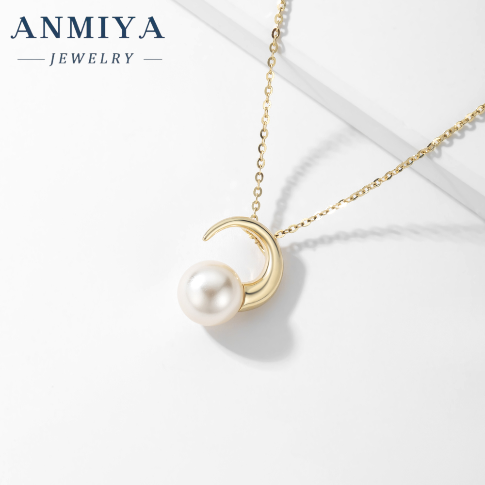 18K Gold Plated Adjustable Necklace for Unisex 925 Sterling Silver Pendant with Freshwater Pearl Zircon Stylish Trendy Necklace