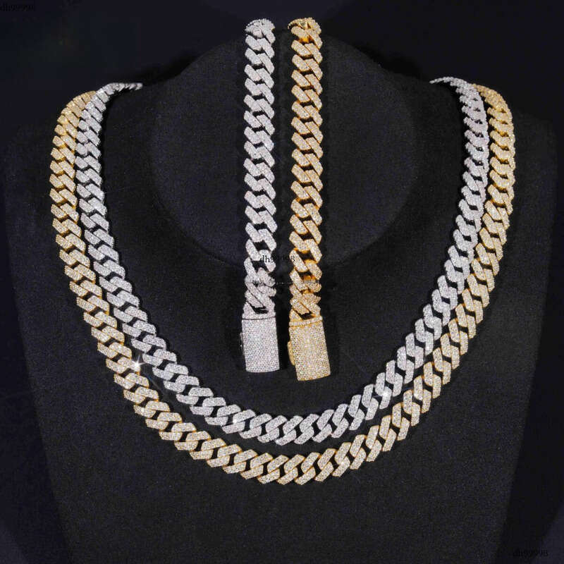 Best Selling 8mm 10mm Two Rows Iced Out Man Hip Hop Jewelry GRA Certificates Pass Dia Tester FL Moissanite Cuban Link Chain