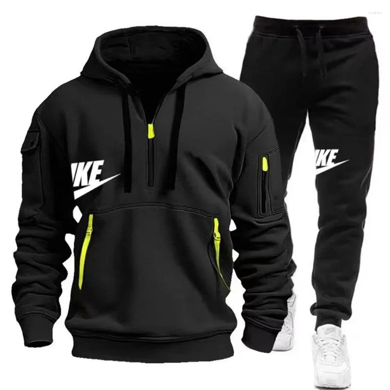 Men's Tracksuits 2025 Autumn And Winter Set: Multi-pocket Hoodie Sport Long Pants Set Casual Wear Sportswear Warm