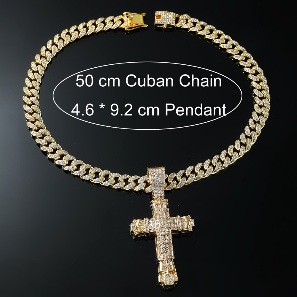 12mm Cuban Chain Men Women Hip Hop Cross Pendant Necklace D VVS Iced Out Bling 925 Sterling Silver Necklaces Jewelry 250318bj