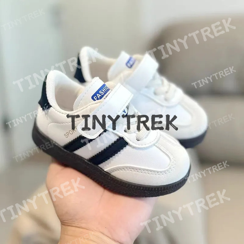 Designer Kids' Casual Sneakers Boys Girls Leather Trainers Spring Fall Hook Loop Athletic Toddler Shoes