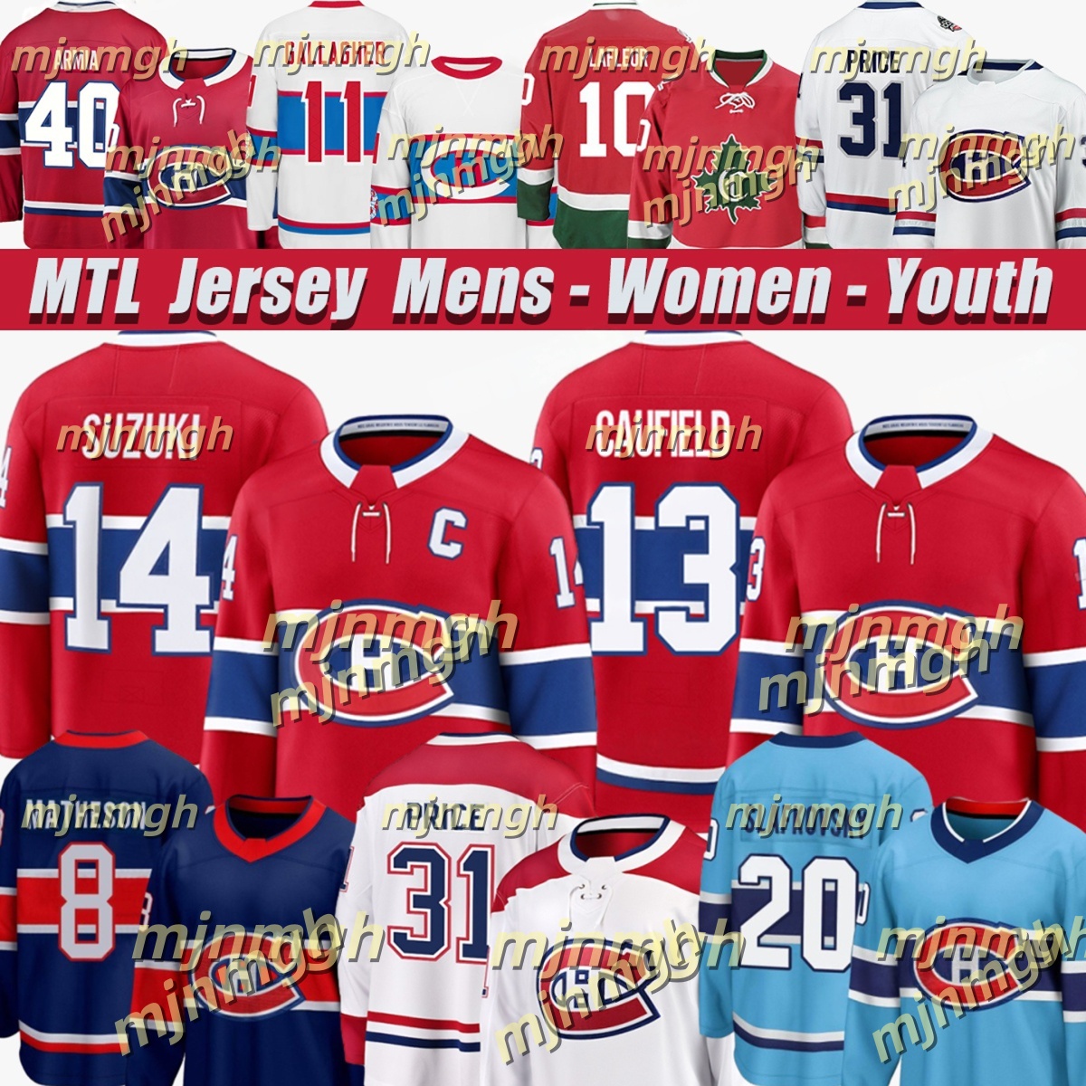 #14 Suzuki Kirby jersey Cole Caufeld Matheson Canadiens jersey Juraj Slafkovsky Dach Newhook Casey DeSmith Brendan Gallagher Carey Price Montreall hockey Jerseys