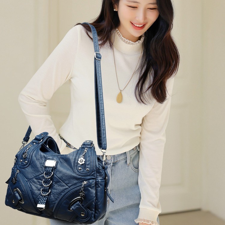 Womens Bag Trendy Large Capacity Shoulder Bag Motorcycle Bag for Women