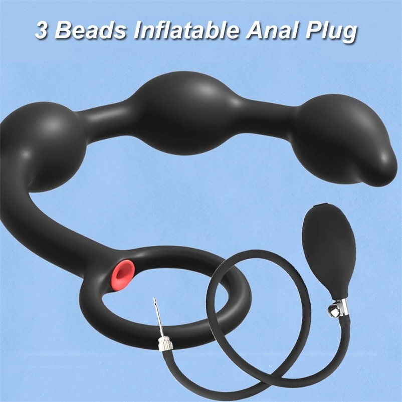 Strap On Penis Ring Inflatable Beads Anal Sex Toys For Men Prostate Massager Butt Plug Women Vaginal Expander Male Masturbator 240126bj