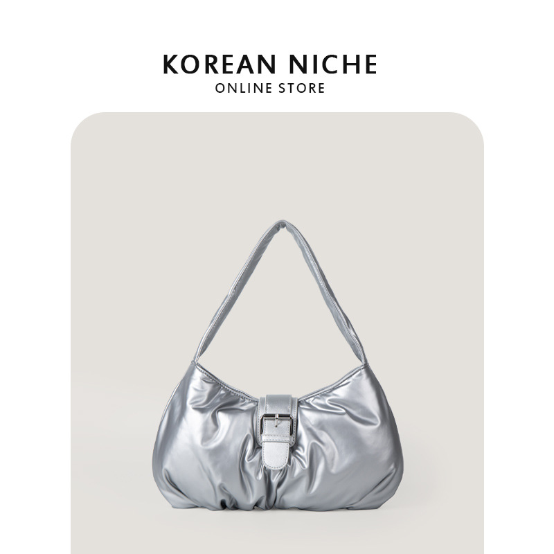 Women's Retro Soft Surface High-Grade Texture Underarm Niche Design Pleated Cloud Versatile Handbag Single-Shoulder Bag