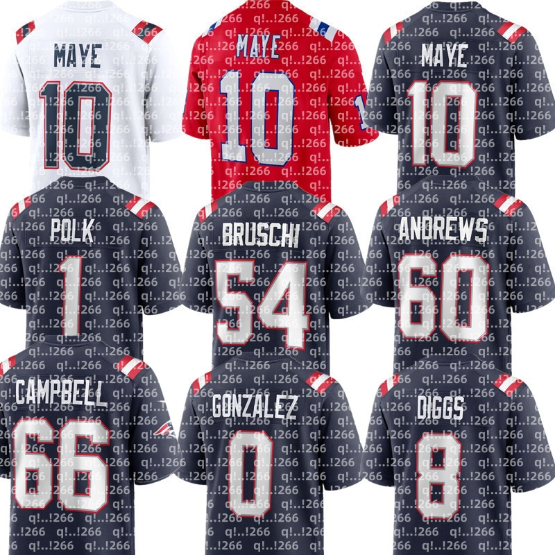 Tom Brady Will Campbell Tedy Bruschi Randy Moss Christian Gonzalez Drake Maye Ja'Lynn Polk Rhamondre Stevenson Jacoby Brissett Osborn Football NFL Patriots Jersey