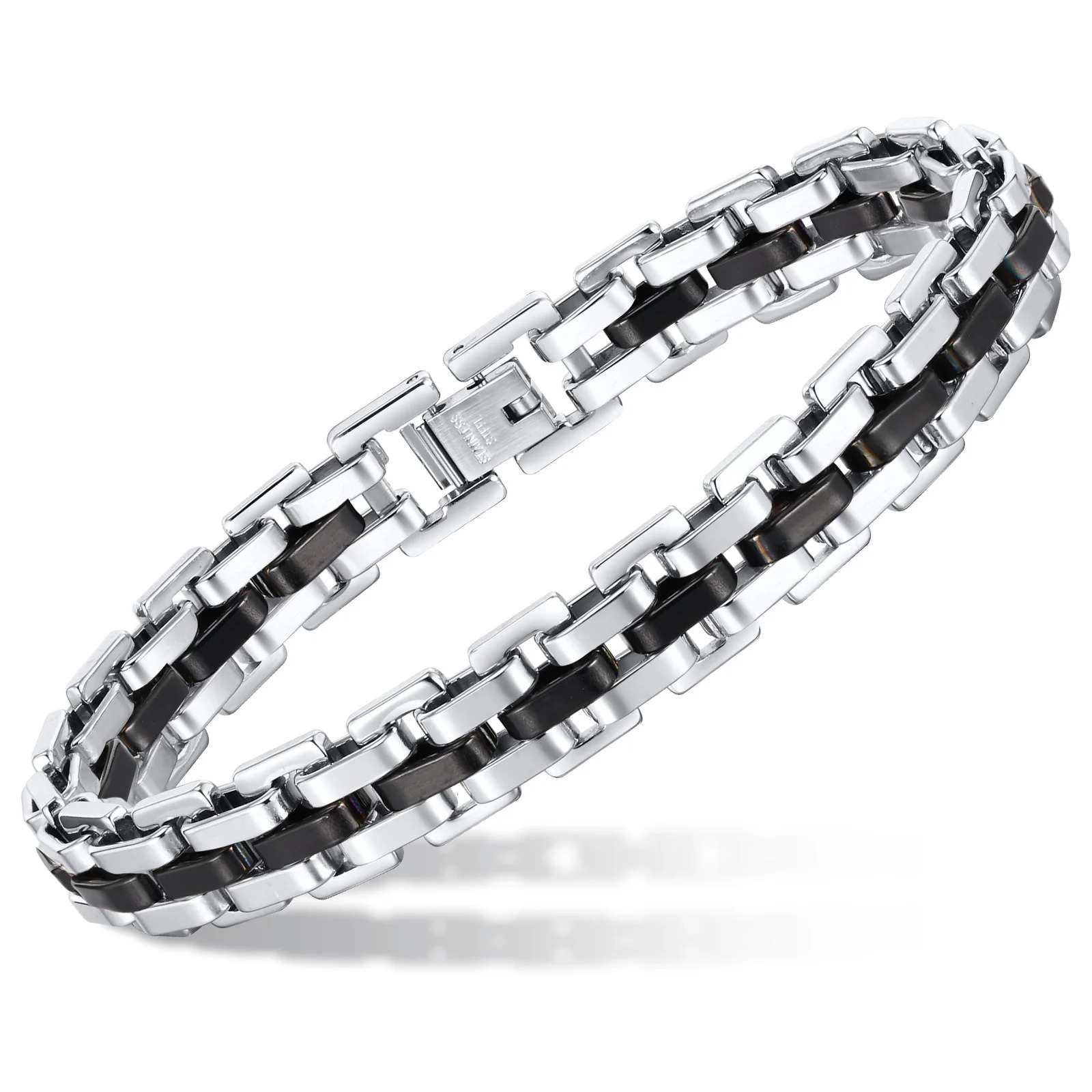 Stylish Strap Chain Boys Men Bracelets Stainless Steel Links Wristband Fathers Day Dad for birthday christmas Gift Jewelry 250925