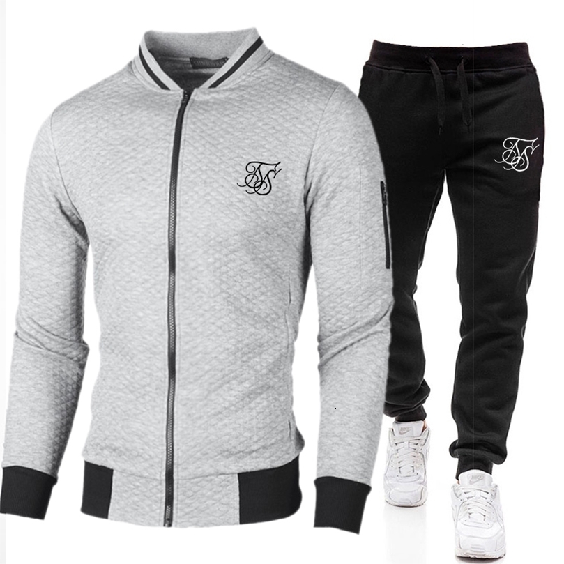 Mens Tracksuits SIK SILK High Quality Stand Collar Sweater Set Autumn Winter Street Zip CoatPants Casual Sportswear 2 Piece 221130wtt