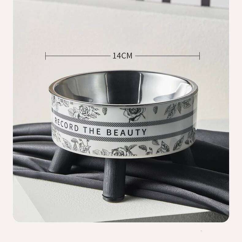 Pet high-foot for cats dogs stainless steel large capacity neck protection anti-slip and overturned pet bowl