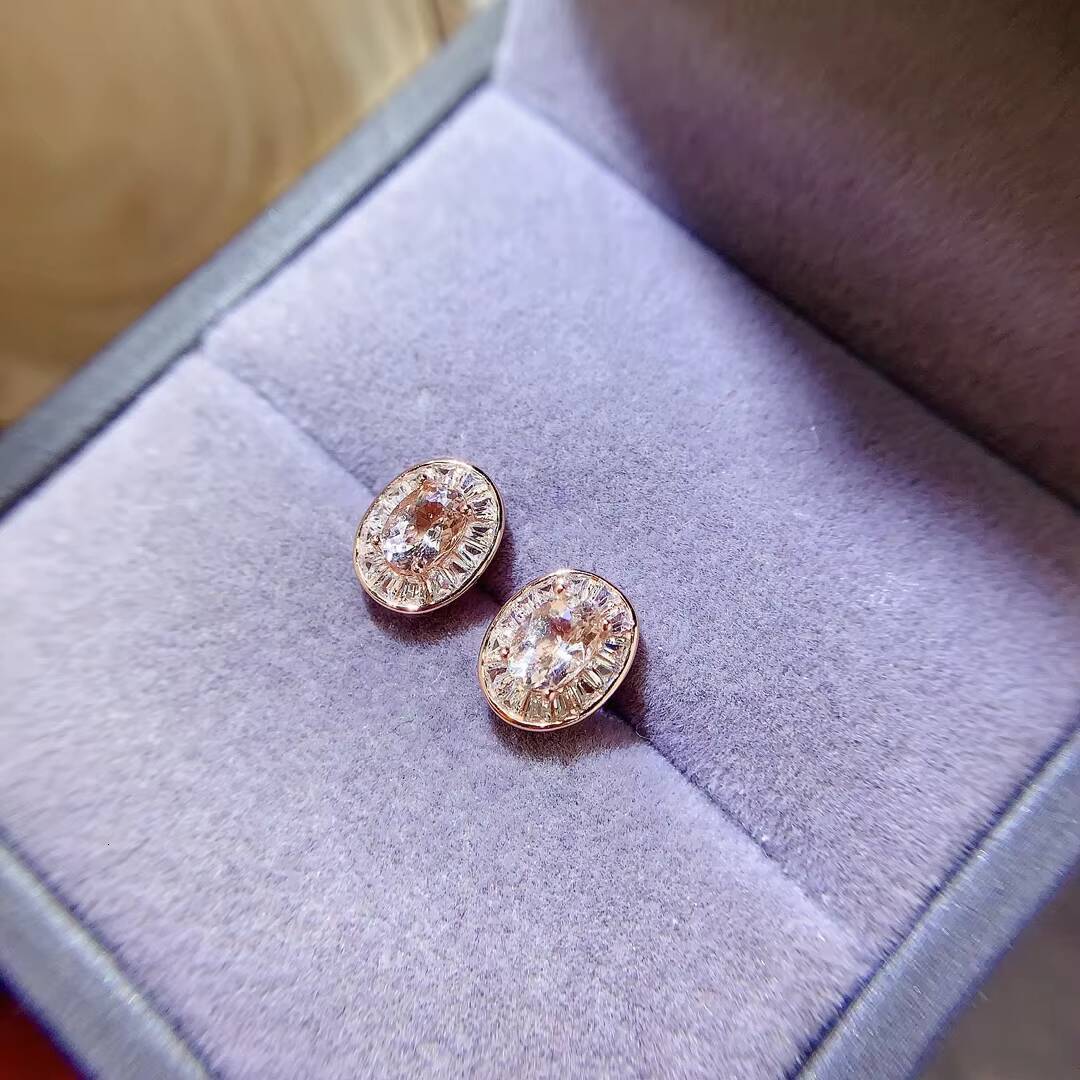 Luxury Vintage Court GoldPlated Natural Morganite Earrings for Women Anniversary Gift CMA