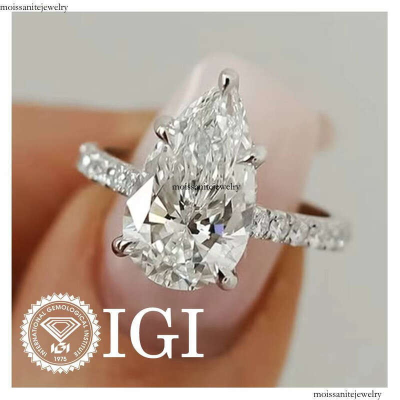 IGI Certified CVD Lab Grown 10k Pear Engagement Ring Jewelry for Women