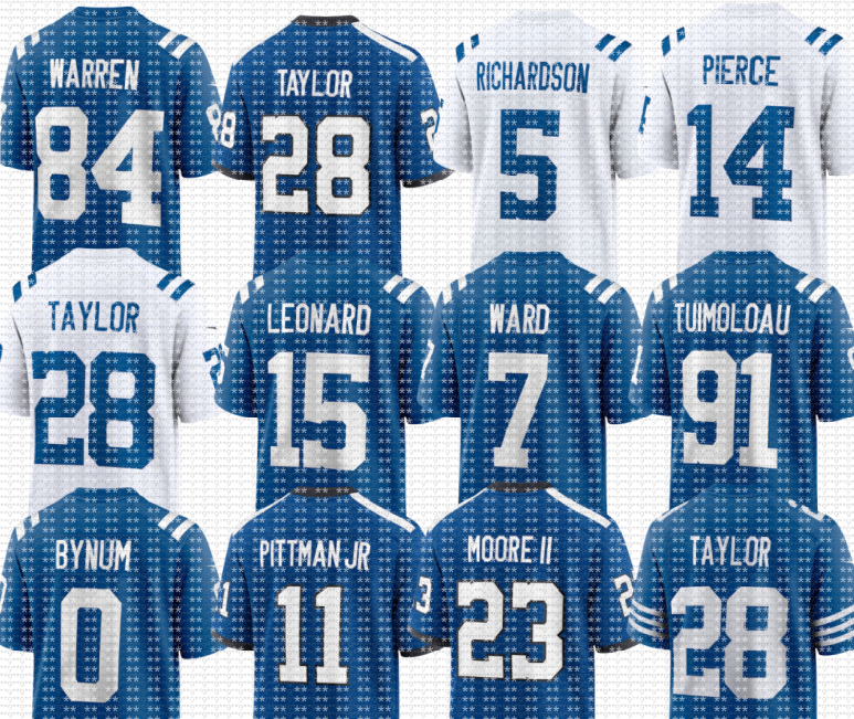 nfl Colts Jersey Peyton Manning Anthony Richardson Jonathan Taylor Michael Pittman Jr Quenton Nelson Tyler Warren Alec Pierce Camryn Bynum Riley Leonard Josh Down