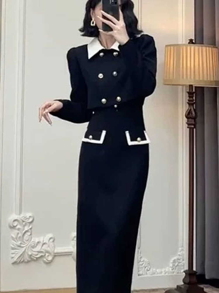 Early Autumn New Womens Fashion Small Fragrance Style Suit Dress Fashionable Highend Elegant Socialite Twopiece Set