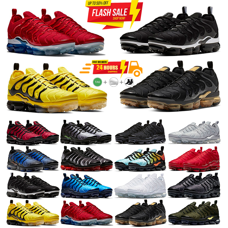 Wholesale 2026 Designer plus TNs Men Running Shoes Triple Black White Sunset Blue Wolf Grey USA Sport Designer Sneakers Chaussures 36-46 815994-004