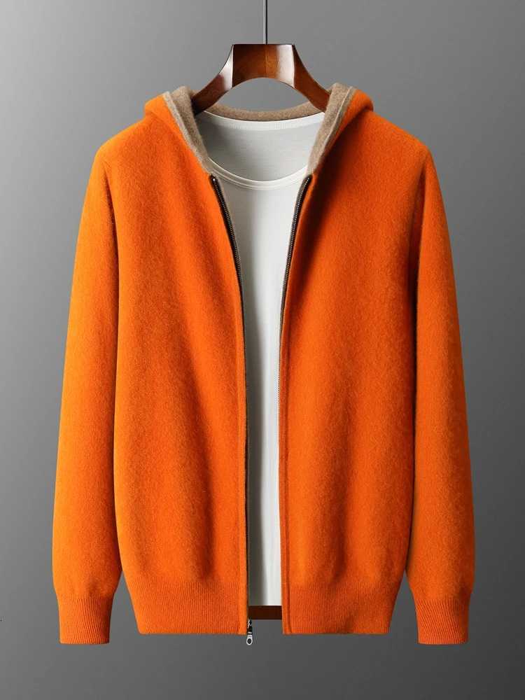 Autumn Winter Men Sweater Double Sided Hoodie Jacket 00 Merino Wool Cardigan Sweater Clothes Casual Warm Color Collision Coat W250930