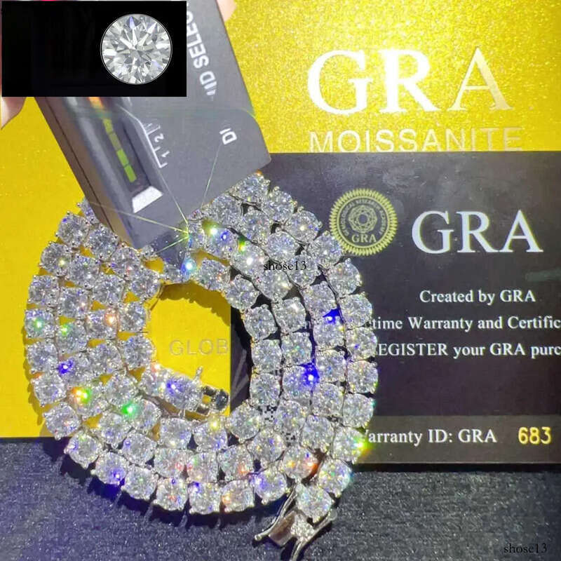 Fine jewelry sterg sier vvs moissanite necklace dia mossanite tennis chain