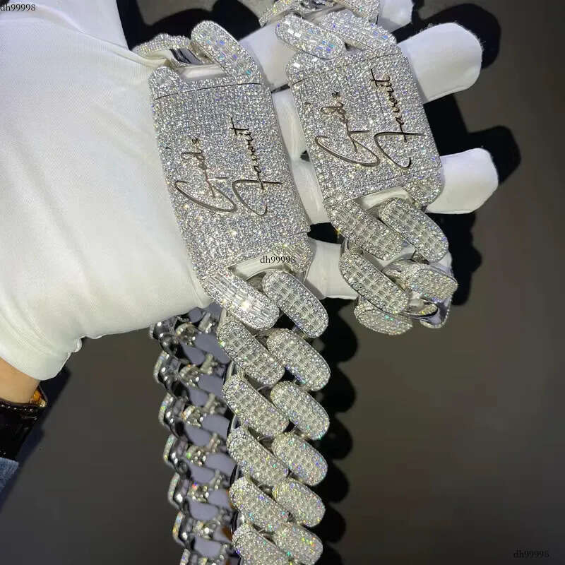 Custom VVS Moissanite Iced Out for Men Heavy Solid Sier Gold Plated Dia Rapper Necklace Cuban Link Chain