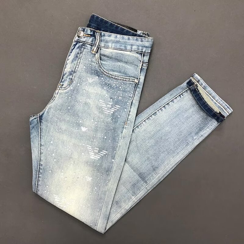 2024 New Fashion Starry Sky Rhinestone Jeans Trendy Mens Summer Thin Stretch Slim Fit Skinny Shiny Trend 240925