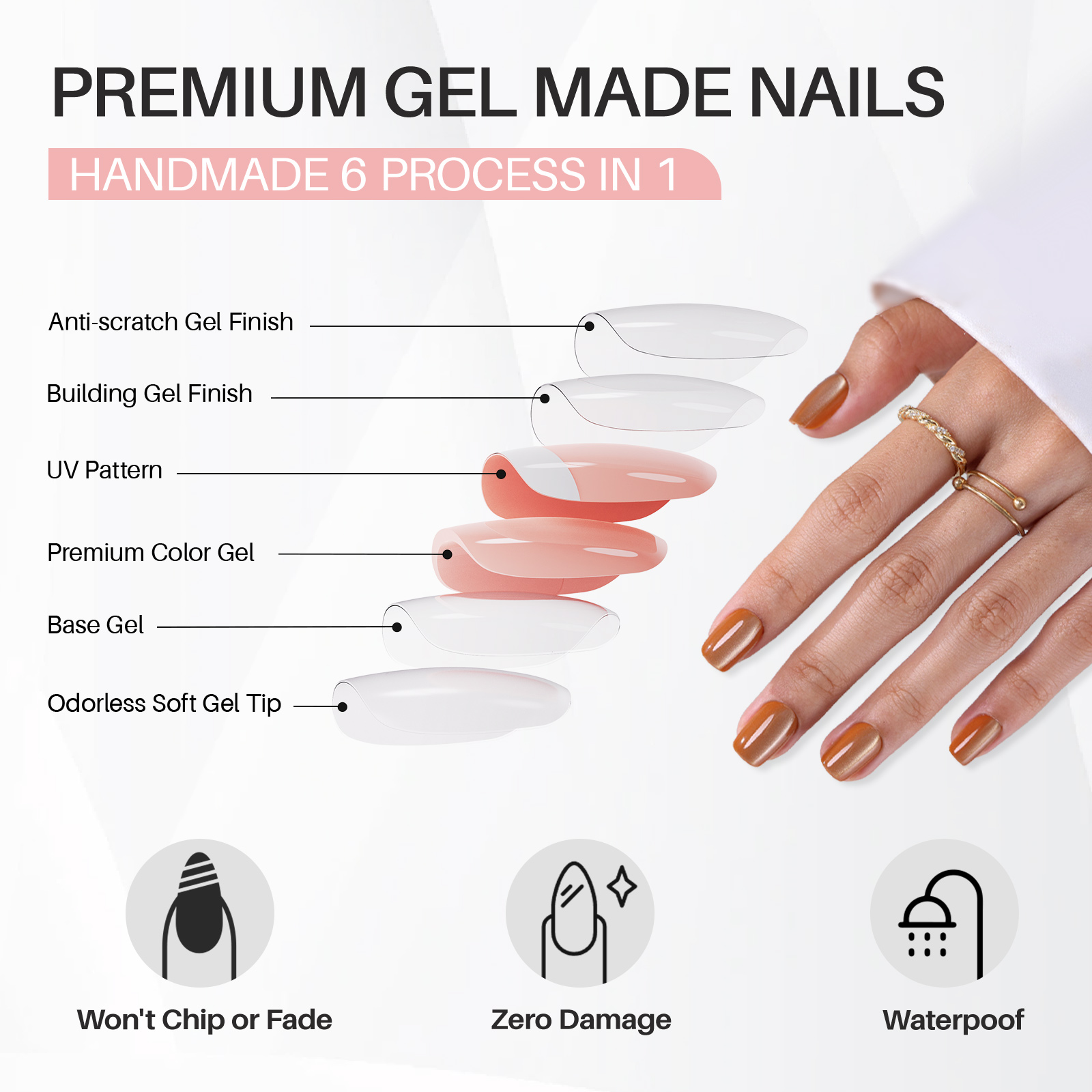 the pressfitting artificial nails showcase a charming brown cats eye effect it features a short square design and is an ideal gift for women in 16 siz