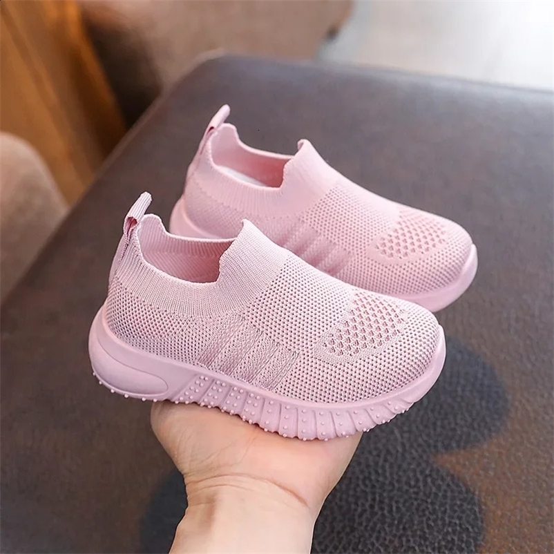 Children Running Sneakers Boys Casual Mesh Breathable Anti-Slip Walking Patchwork Tenis Toddler Soft Soled Girls Shoes H260130