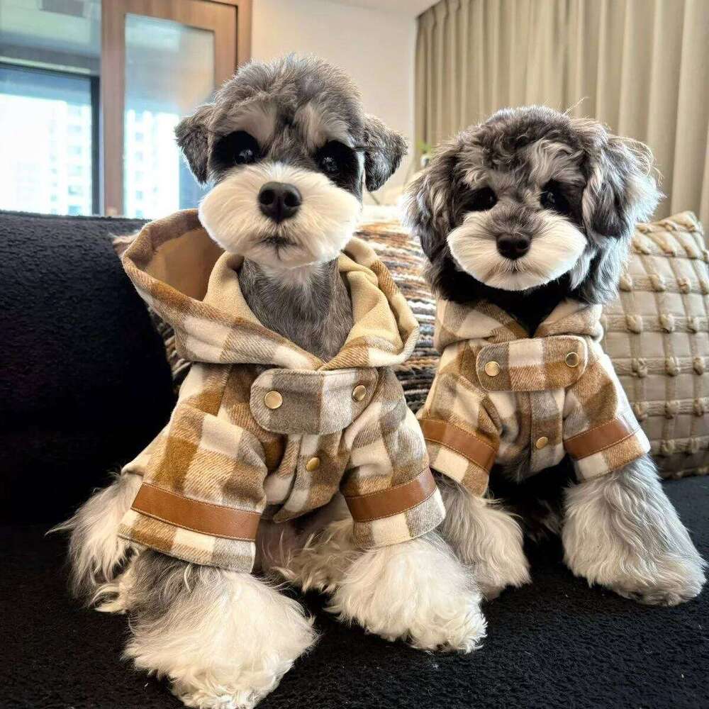 Pet Hooded Woolen Dog Warm Thick Teddy Autumn and Winter Coat Puppy Clothes