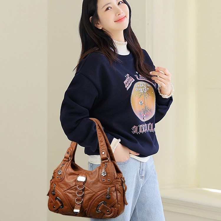 Womens Bag Trendy Large Capacity Shoulder Bag Motorcycle Bag for Women