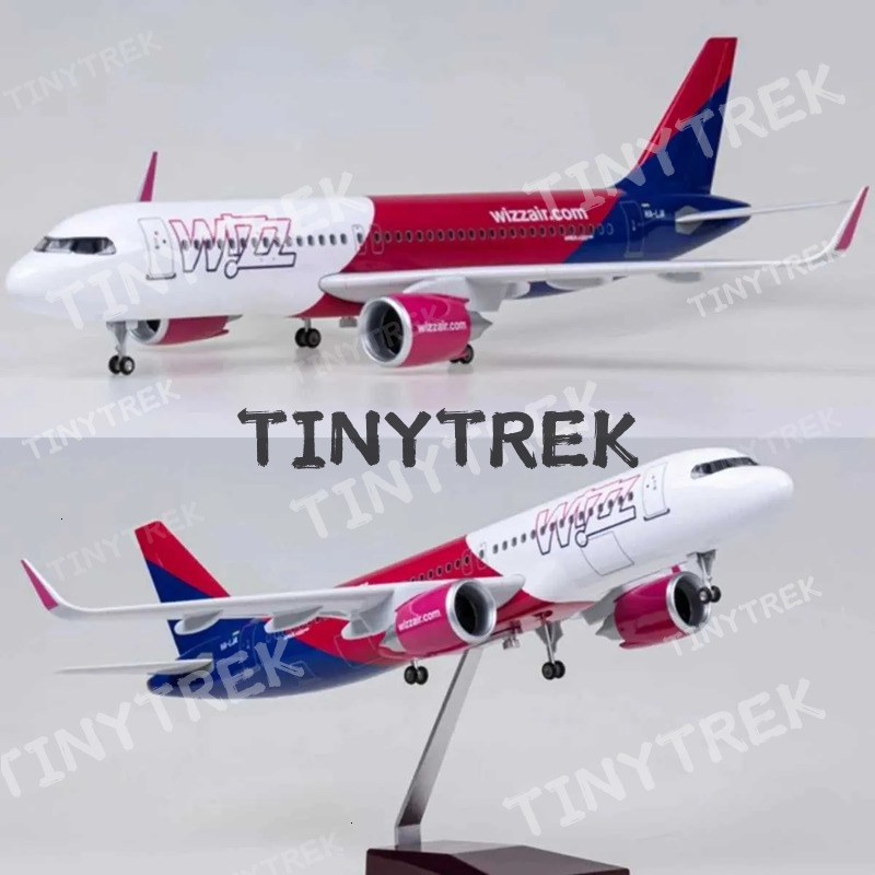 1/80 Scale 47cm 320 A320 NEO Wizz Air Airlines Light Model with Landing Gear and Lights Resin Die-cast Aircraft Mode X250114