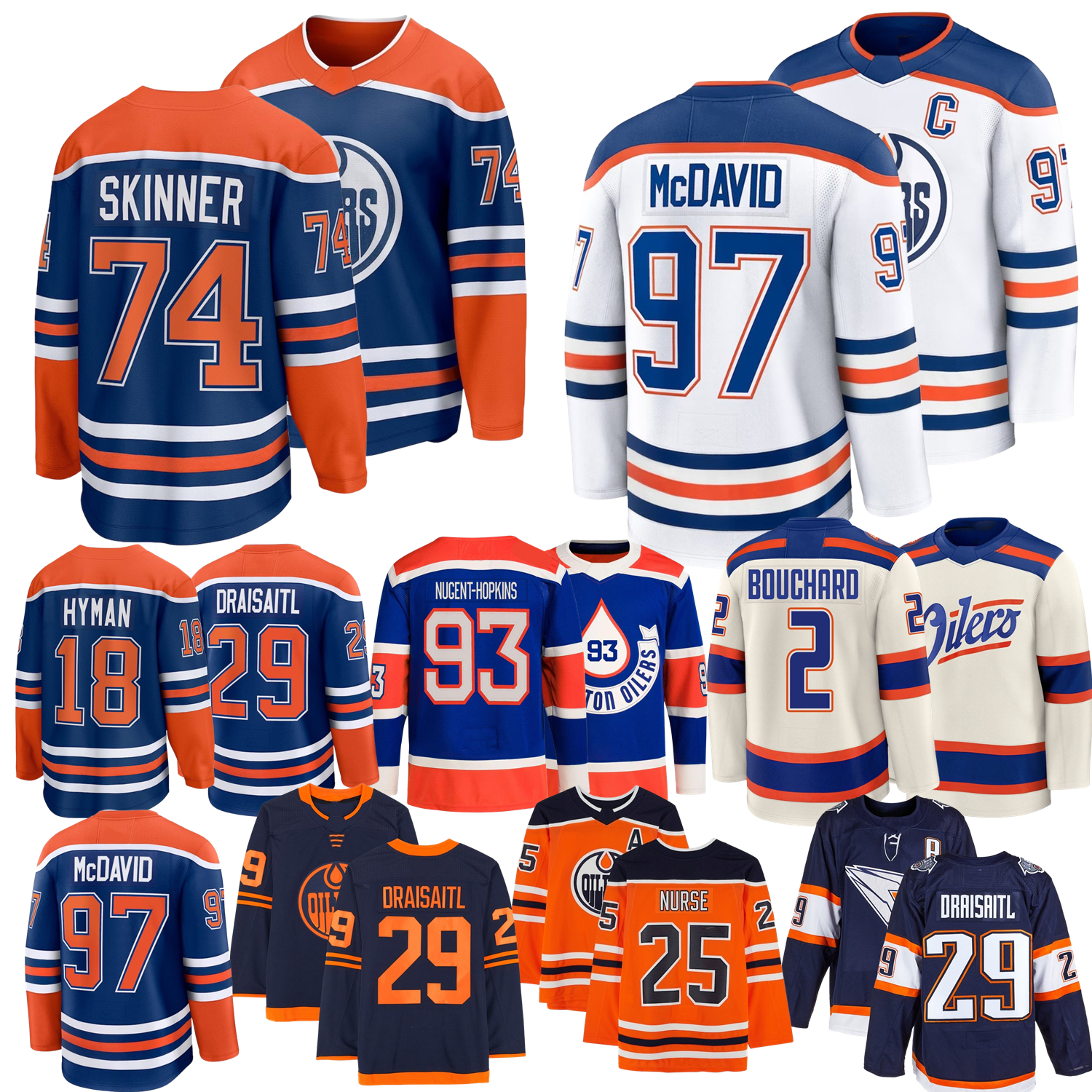 Edmonton Hockey Jersey Connors McDavid Oilers Leon Draisaitl Stuart Skinner Tristan Jarry Zach Hyman Nugent-Hopkins Mattias Ekholm Bouchard Podkolzin Savoie