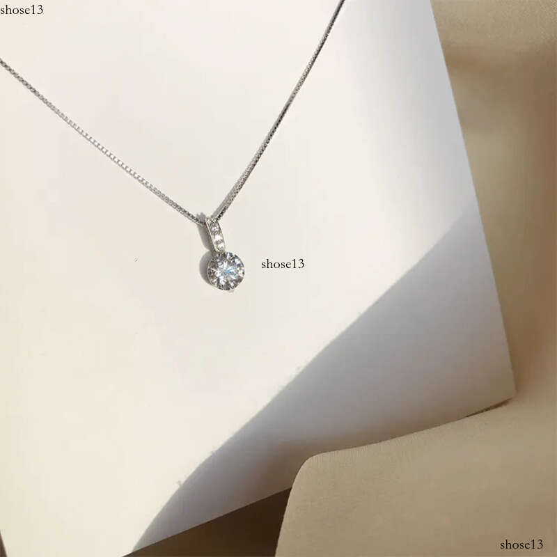1CT Simple Fashion Dia Pendant Sweet Cute Jewelry Sterling Sier Soltaire White 5A Cubic Zircon Gemstones Party Beach Women Clavicel Necklace Gift