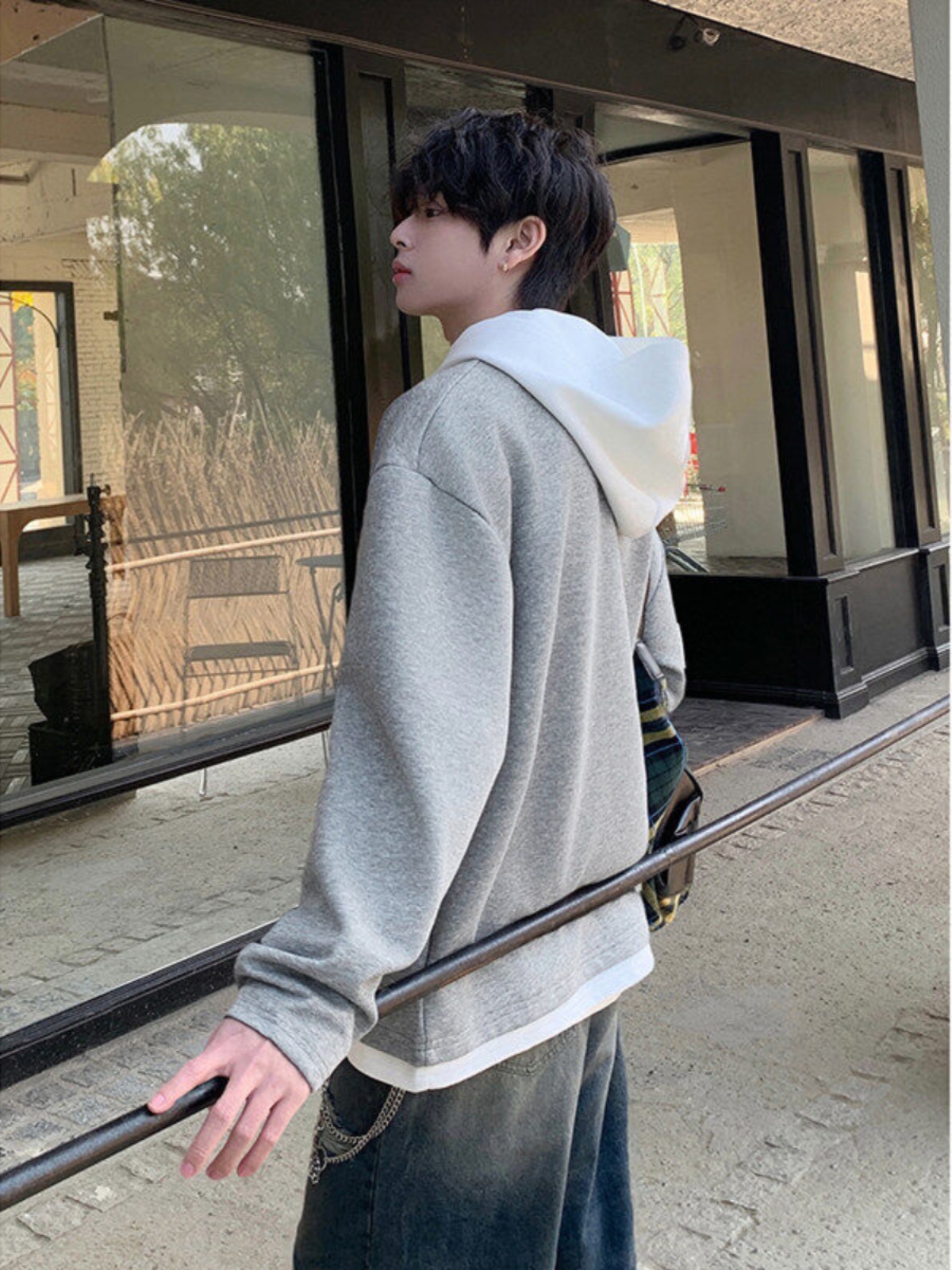 D88925 Autumn and Winter Men's Zipper Stand Collar Sweater Retro Earth Color Hoodie Women